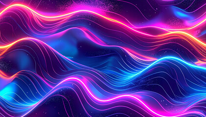 Obraz premium A seamless retro-inspired pattern with glowing neon waves, synthwave gradients, and chrome textures, mixing nostalgia and futurism.