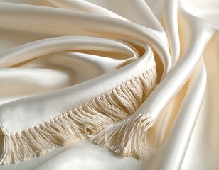 Smooth cream silk draped with fringe