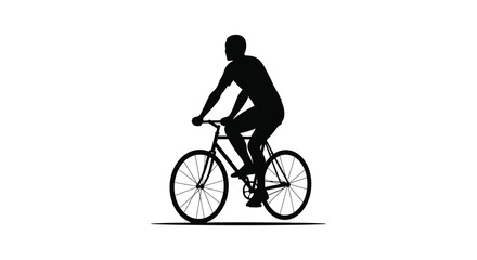 A cyclist riding a bicycle captured in a striking black silhouette