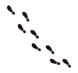 足跡イラスト_歩いた足跡_BLACK