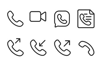 Fototapeta premium Line icons of phone and video call symbols in various directions
