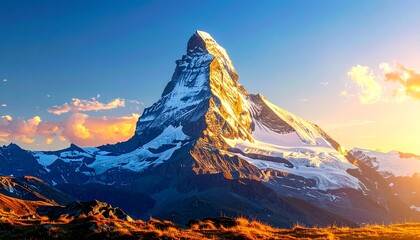 Majestic mountain peak at sunset (1)