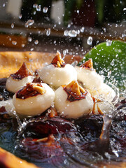 Fresh Peeled Chestnuts with Water Droplets and Horseshoe Markings in Rustic Kitchen