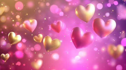 Elegant Valentines Day Hearts Background with Soft Lighting and Bokeh Effect