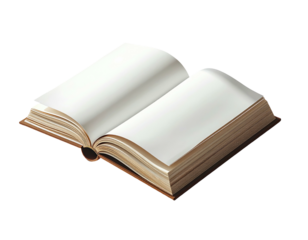 Open book with blank pages, aged cover