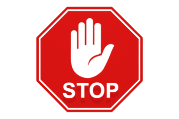 Red stop sign isolated on white background