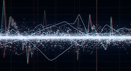 Abstract Futuristic Data Analysis Visualization with Oscillating Graph Lines