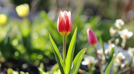 Fototapeta premium Nature’s Flower Beauty: Isolated Tulips, Bright Petals & Colorful Spring/Summer Floral Views