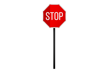 Stop sign set vector illustration on red octagon road symbol