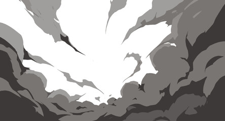 Anime Smoke Burst effect, Explosive Cloudburst vector,Dynamic Smoke Effect, Ink Cloud Swirl, Stylized Impact Smoke
