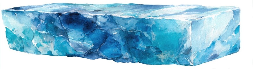 Abstract watercolor block, shades of blue