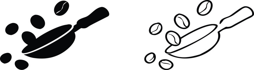 coffee beans scoop design silhouette vector illustration 
