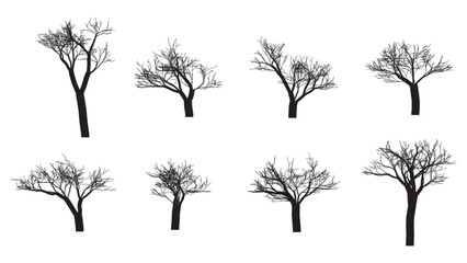 Bare Tree Vector Illustrations – Collection of Leafless Tree Silhouettes
