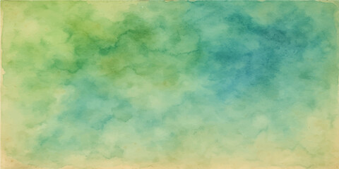 Abstract grunge watercolor background with blue sky and white clouds texture