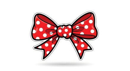 Isolated Red Polka Dot Bow Vector Illustration Sticker Graphic Element