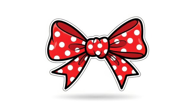 Isolated Red Polka Dot Bow Vector Illustration Sticker Graphic Element