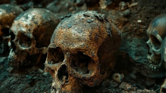 Skulls in the catacombs of paris