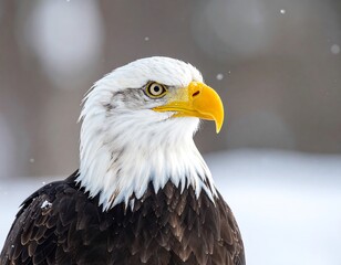 Obraz premium Close-up of bald eagle in snow