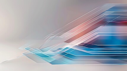 Abstract Blue and Red Digital Background with Layered Lines for Modern Technology Representation