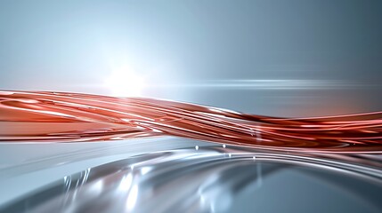 Abstract waves of translucent red fluid with light reflections on a smooth surface creating a dynamic visual experience