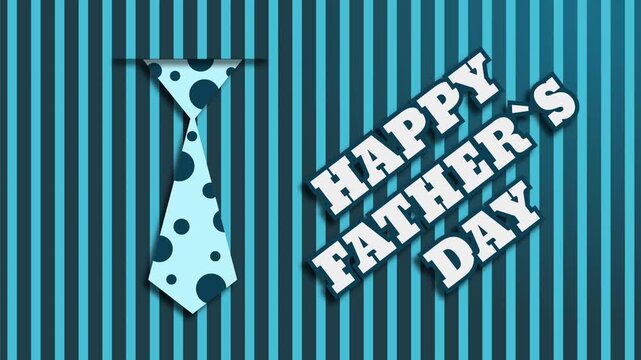 Father's Day animation with a tie and text on a striped background. 4K