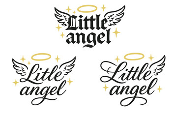 Little Angel Calligraphy. Little angel. Create a calligraphy lettering illustration of the phrase: Little