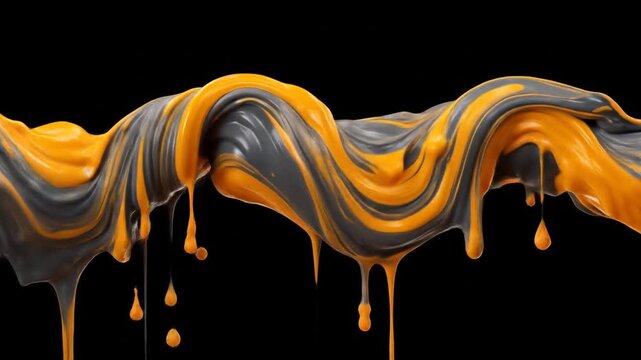Orange and gray dripping paint