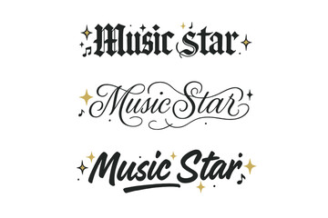 Music Star Calligraphy. Music star. Create a calligraphy lettering illustration of the phrase: Music star.