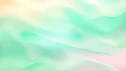 Soft Abstract Background with Gentle Waves in Pastel Shades of Green, Mint, Peach, and Pink for Creative Use