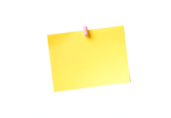Yellow sticky note with push pin on blank adhesive paper reminder