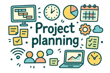 Project Planning Doodle. Project planning. Hand-drawn doodle illustration of project planning. Digital