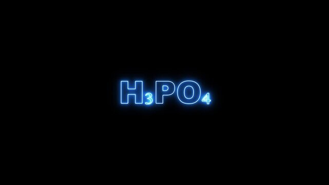 Blue Neon Chemical Formula H3 P O4 on Black Background H3PO4 phosphoric acid