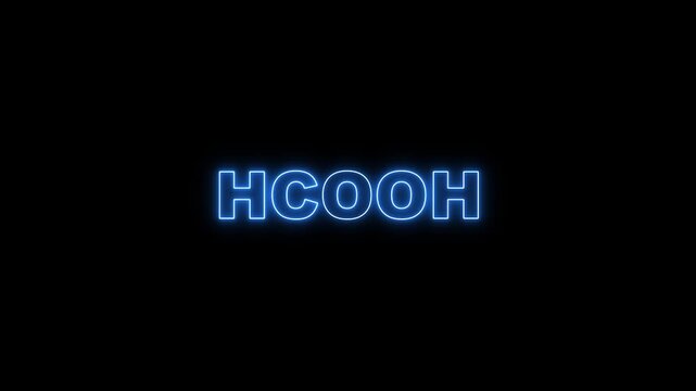 Blue Neon Chemical Formula HCOH on Black Background HCOOH formic acid