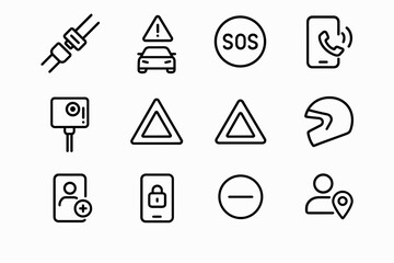 Speed Tracking Icon Set. Speed tracking mobile app. Line outline icon set of Speed tracking mobile app: