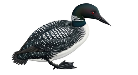 Isolated Common Loon illustration, North American bird with beautiful plumage, waterbird