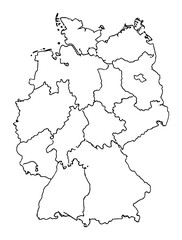 Germany map with federal states Länder outline silhouette vector country shape laser cutting engraving
