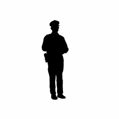 Parole officer conducting a workplace check silhouette