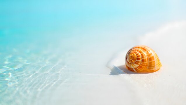 Seashell on beach background summer vacation travel destination tropical ocean seashell photo