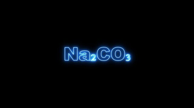 Blue Neon Chemical Formula Na2 C O3 Sodium Carbonate on Black Background Na2CO3 chemistry