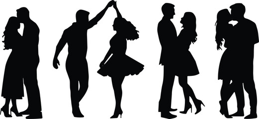 romance, couple, love, dance, silhouette, passion, together, embrace, kiss, relationship, affection, mood, partner, evening, pose