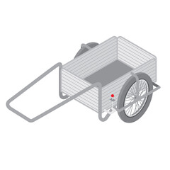 リヤカー（手押し台車）のアイソメトリックイラスト
