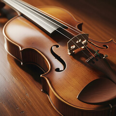 Fototapeta premium Vintage Violin Close-up Emphasizing Craftsmanship and Texture