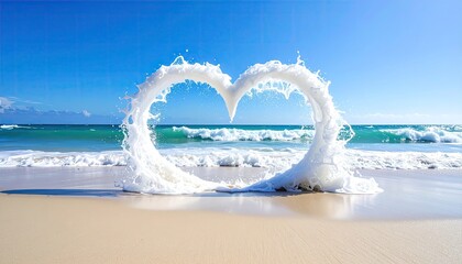 Heart-shaped wave foam on beach