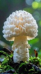 Close-up of a pristine white mushroom