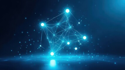 Dynamic glowing neural network abstract representing data connections and global communication with futuristic blue light