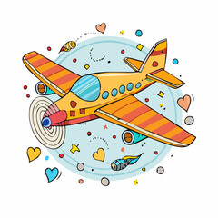 flying airplane abstract concept vector illustration