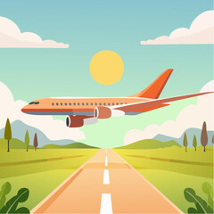 flying airplane abstract concept vector illustration