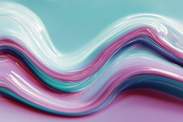 Fluid Color Dynamics: An artistic display of rippling, glossy streams of vibrant teal, lavender, and sapphire hues flow in a harmonious dance. Reflecting light.