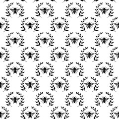 seamless pattern with black and white flowers