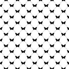 black and white butterflies seamless pattern